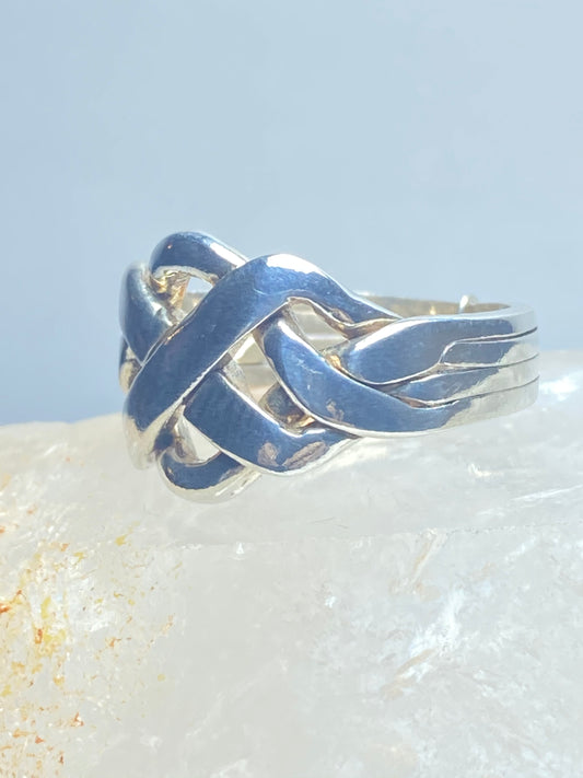 Puzzle ring 4 band wedding sterling silver women men a