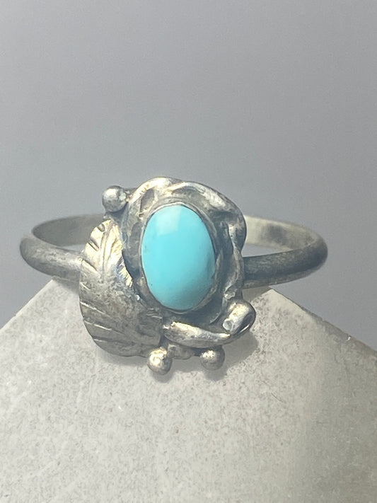 Turquoise ring leaves band southwest sterling silver women girls c