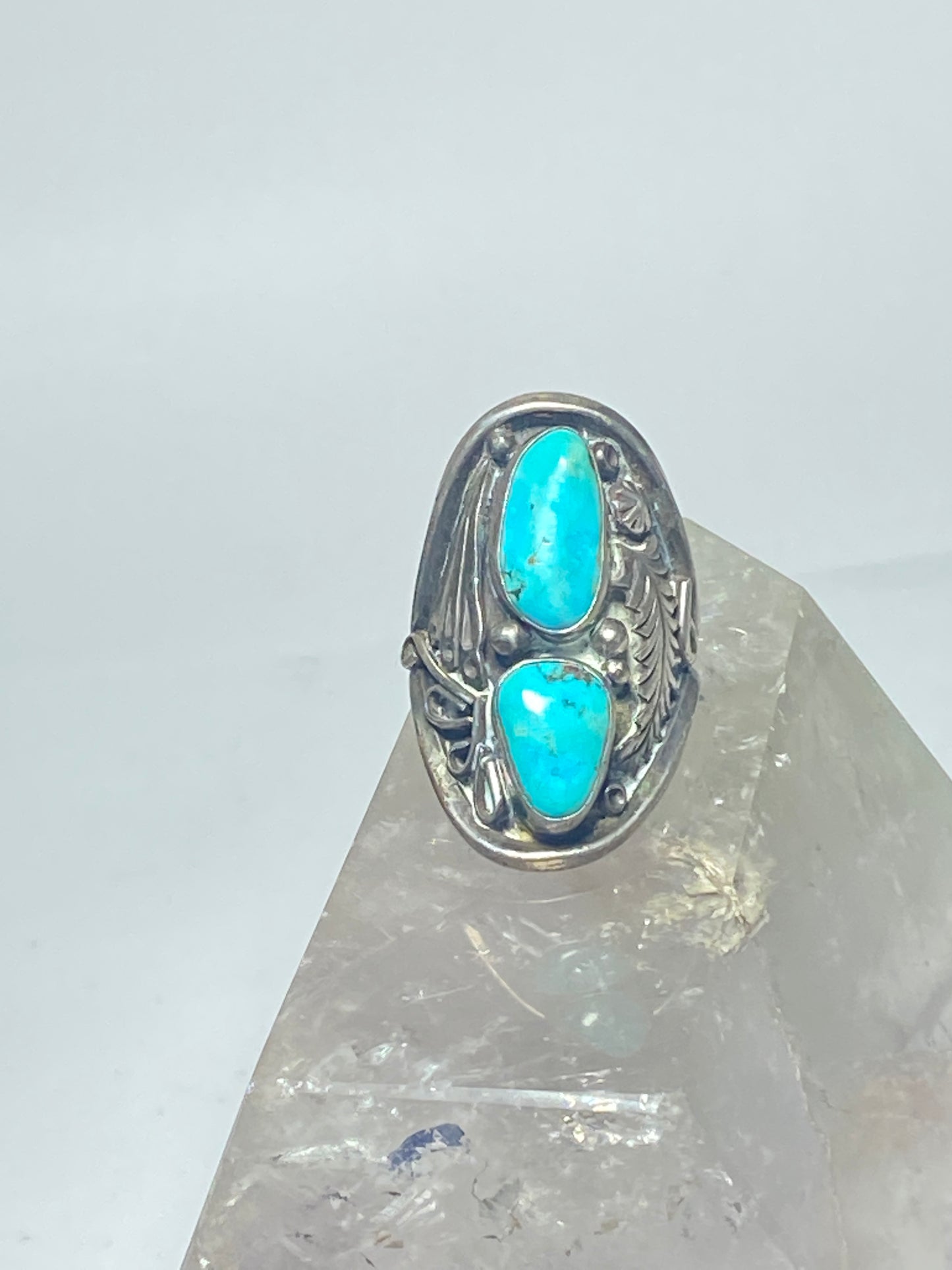 Turquoise ring Navajo knuckle sterling silver men women