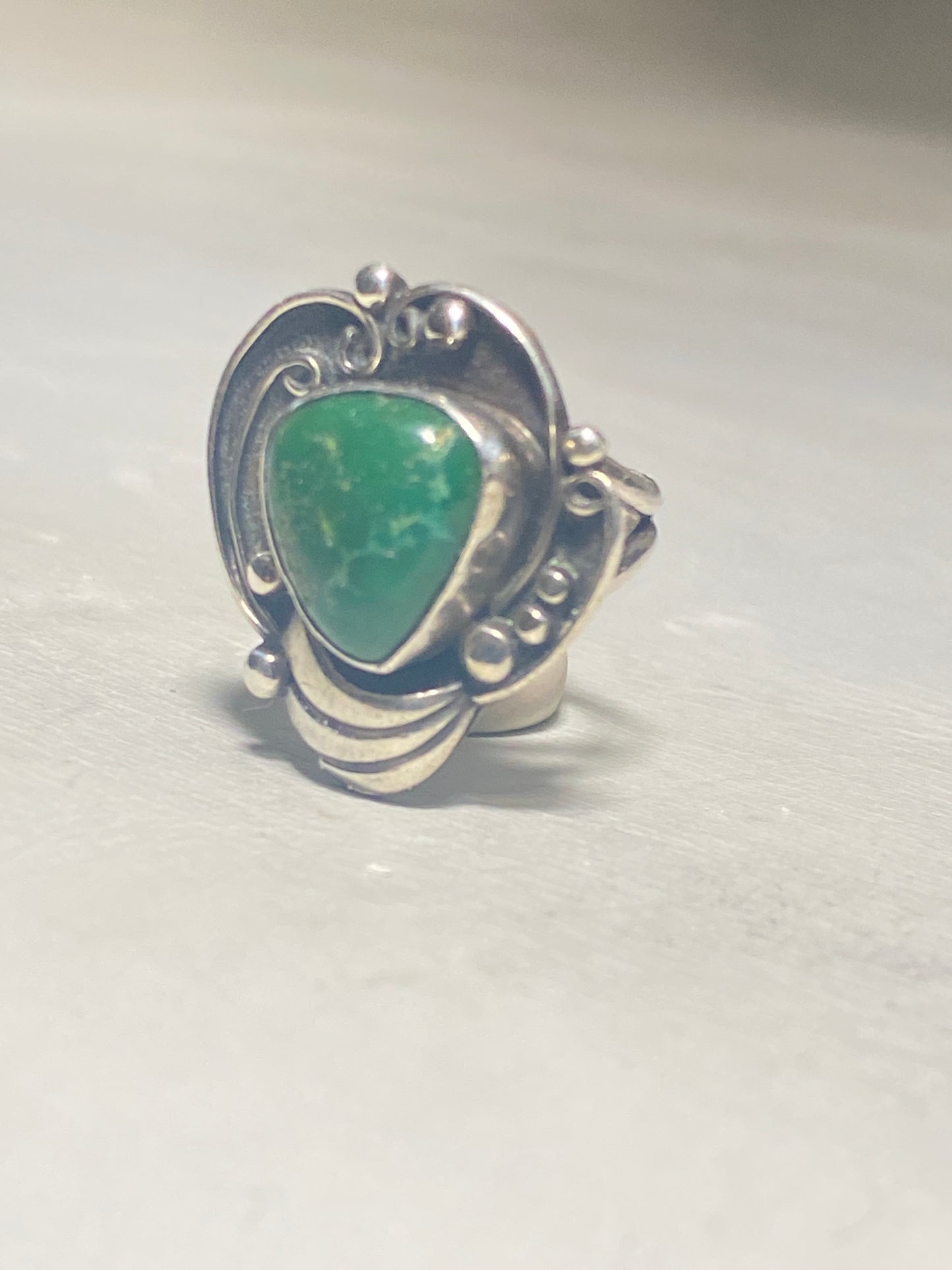 Green Turquoise ring Navajo southwest sterling silver women girls