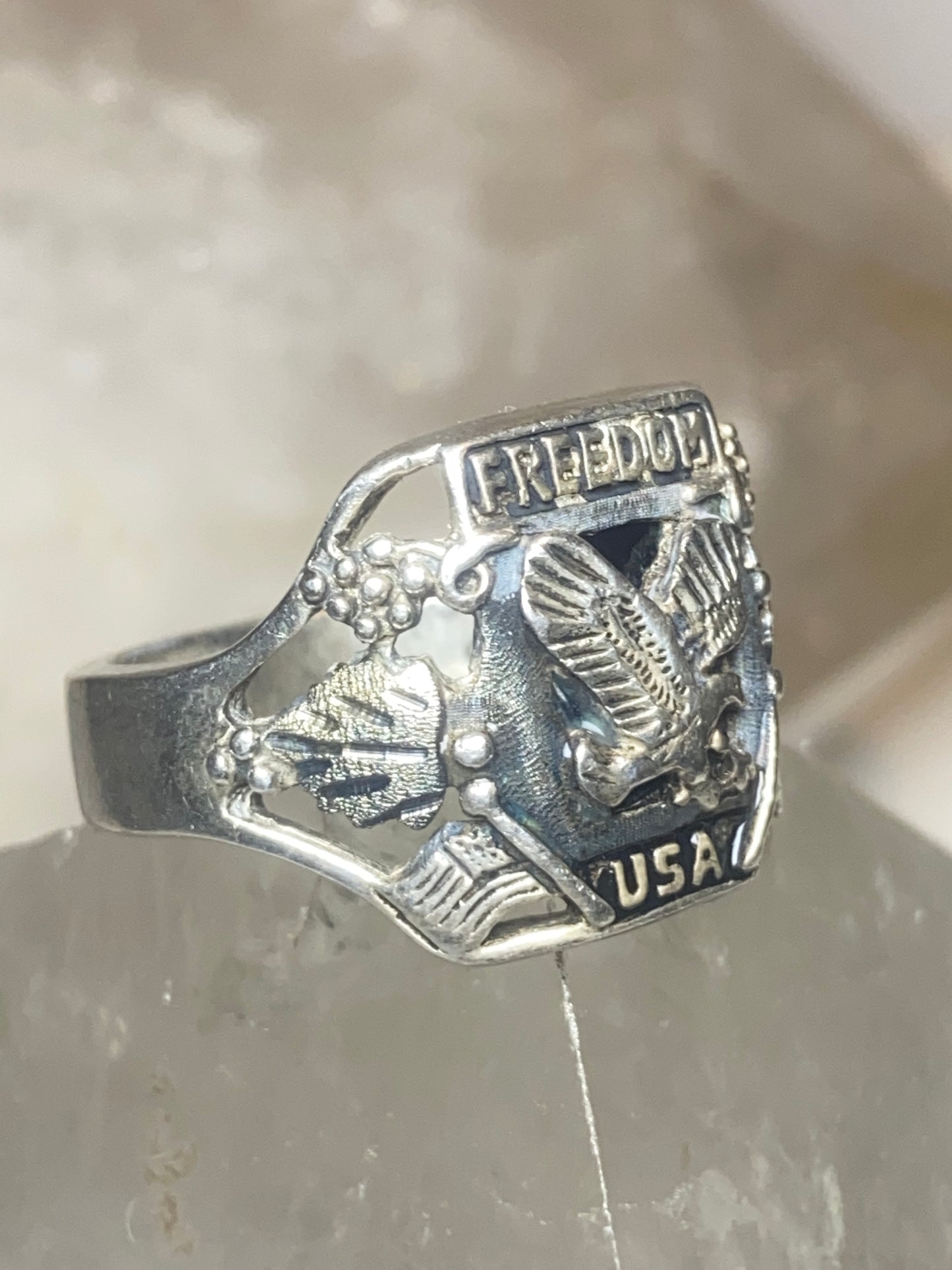 Freedom USA ring size 10  Eagle biker band sterling silver  women men