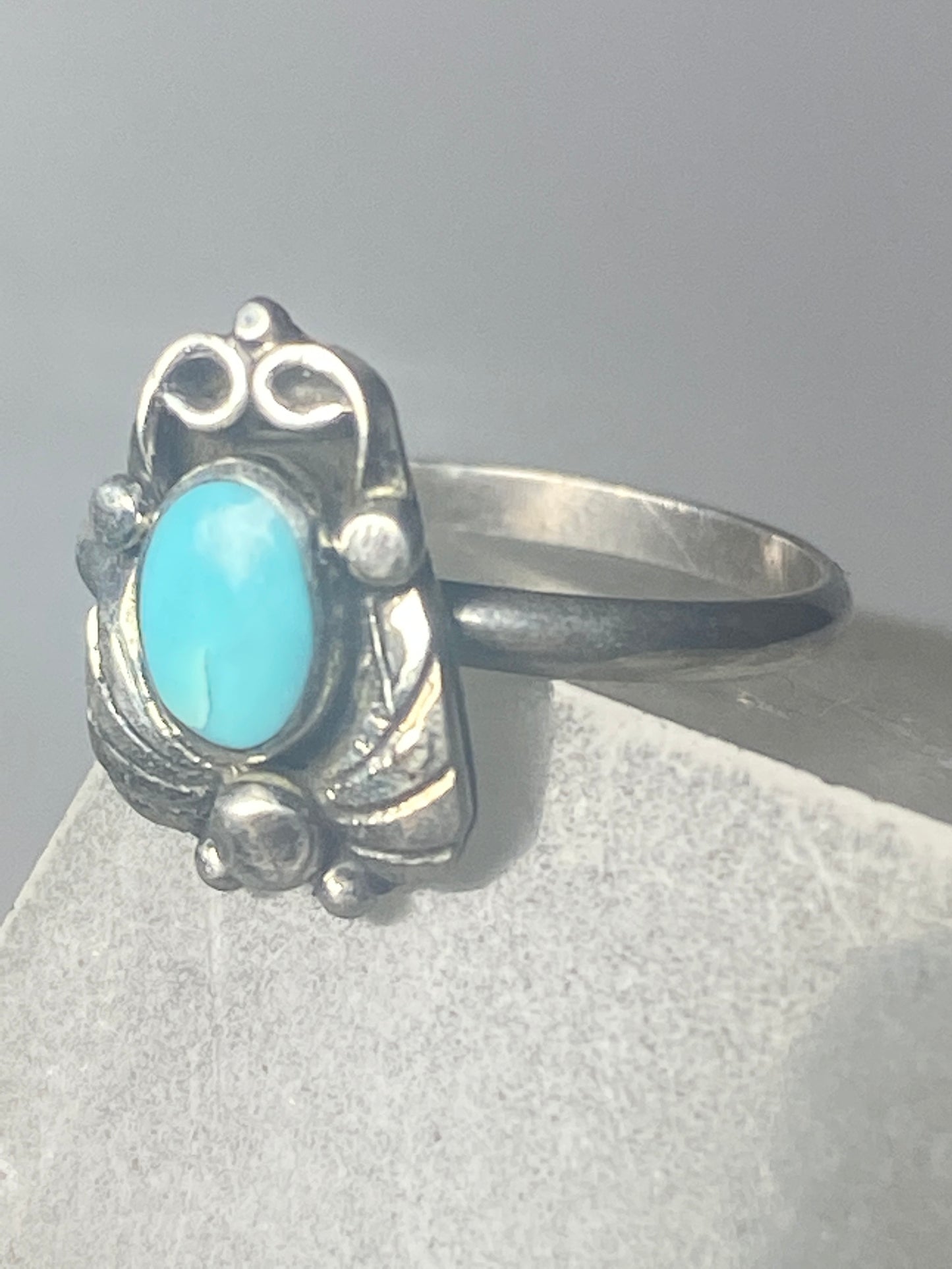 Turquoise ring leaves band southwest sterling silver women girls g