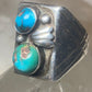 Turquoise ring size 8.75 Navajo band sterling silver  women men