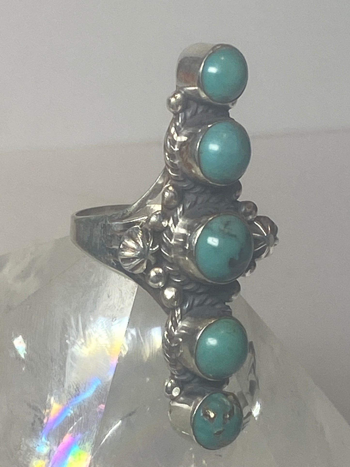 Long Turquoise Ring southwest sterling silver women girl