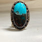 Turquoise ring long Navajo vintage sterling silver women