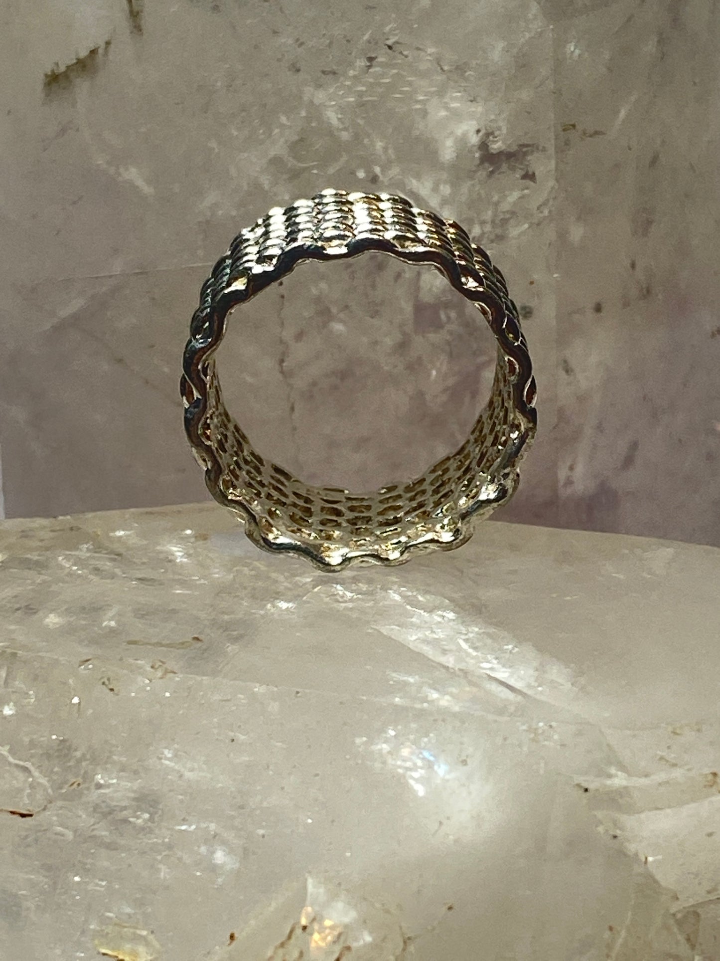 Mesh design ring (does not move)  band sterling silver women girls