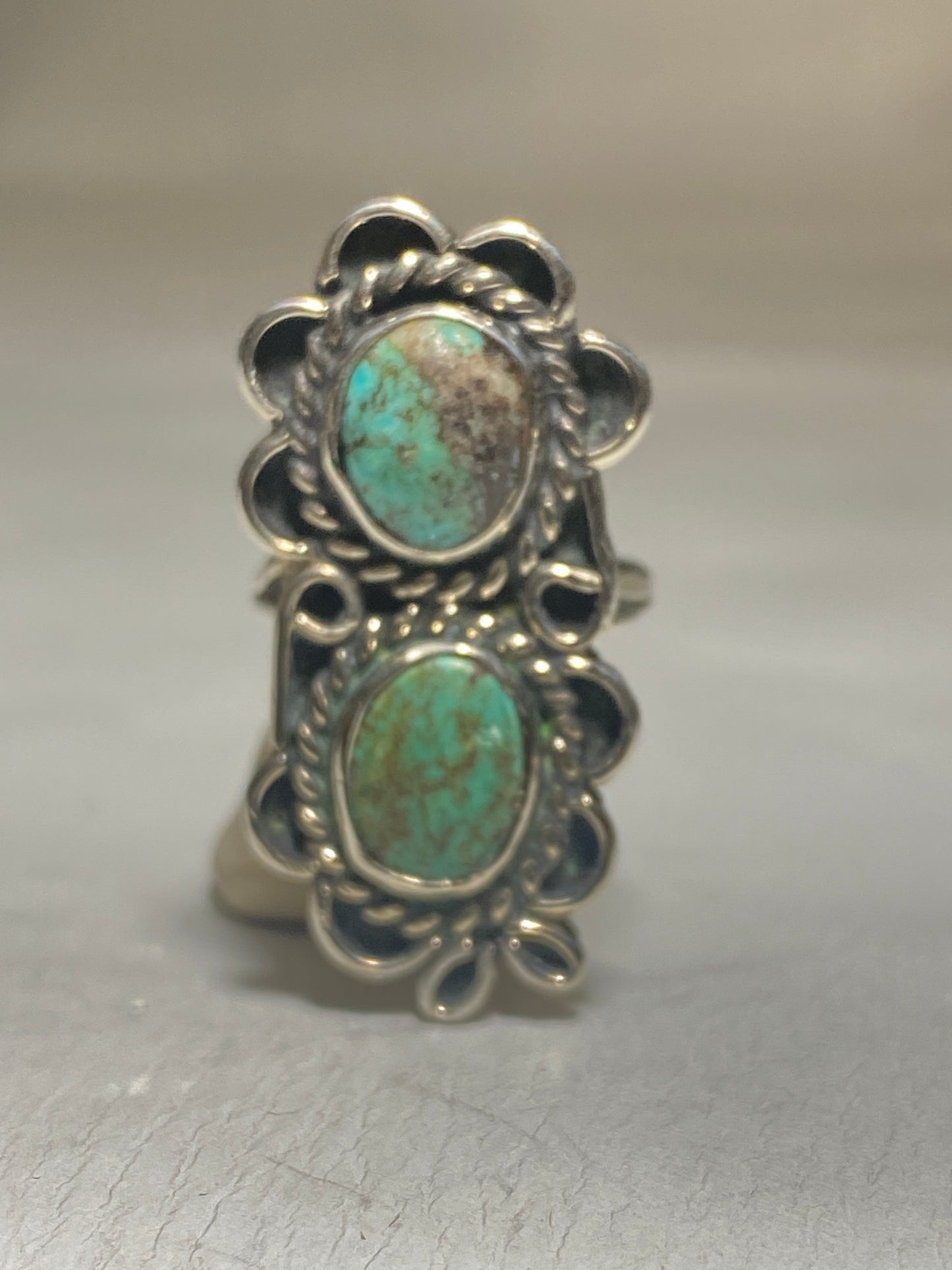 long Turquoise ring Navajo southwest sterling silver women girls LC