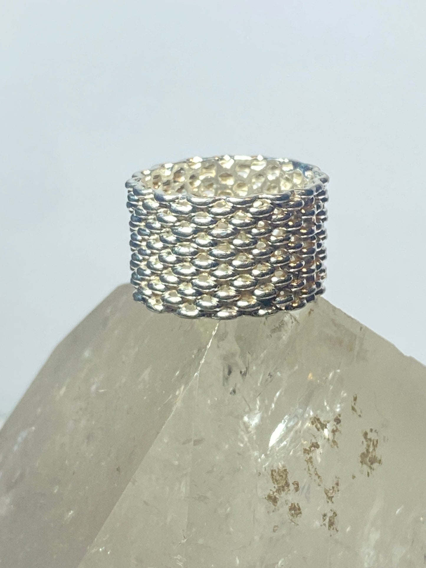 Mesh design ring (does not move)  band sterling silver women girls