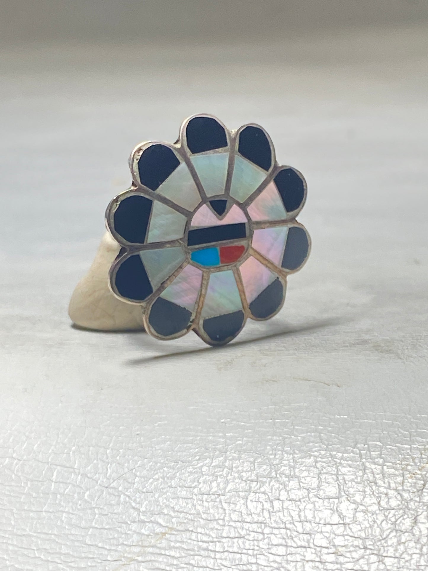 Sun ring Zuni onyx southwest MOP Mother of Pearl sterling silver women