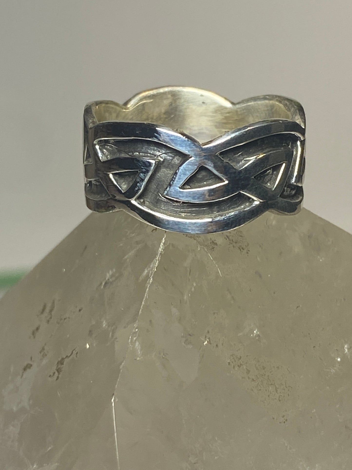 Celtic knot ring size 8.25 rope band sterling silver women men