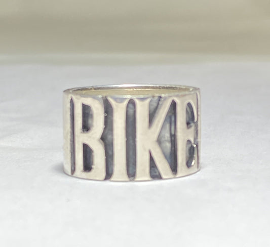 Biker ring BIKER band word Sterling Silver men women