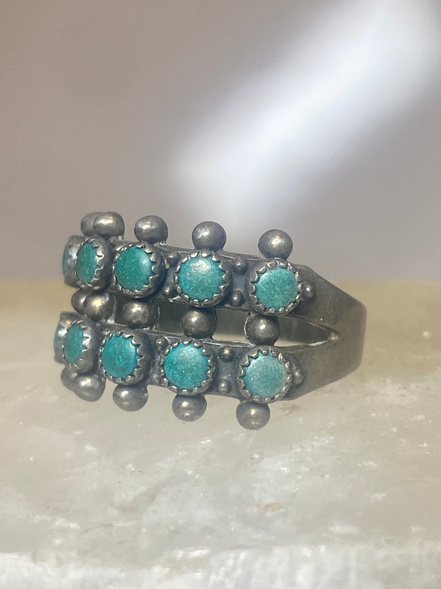 Zuni ring size 7.50 Turquoise band petite point sterling silver pinky