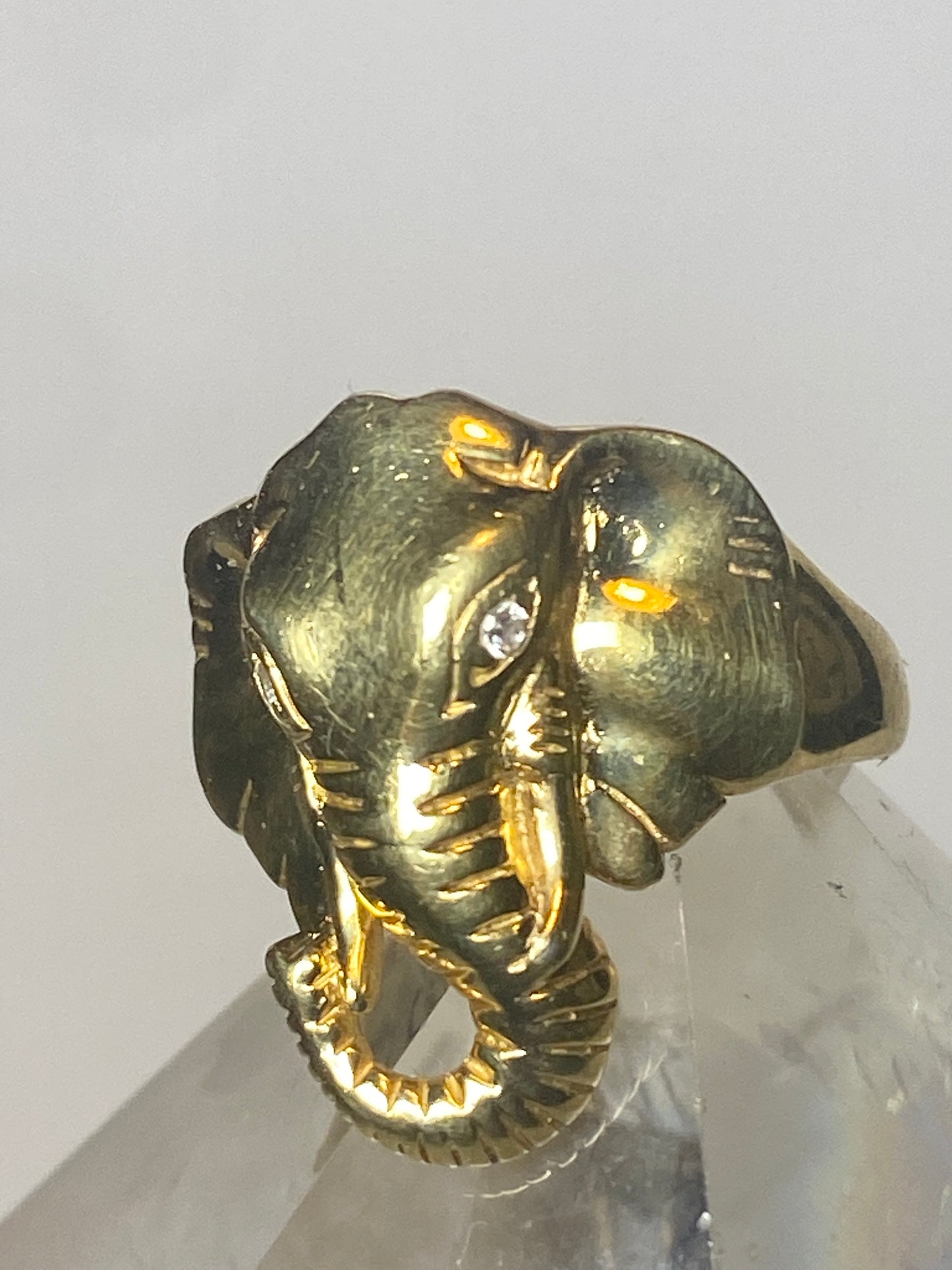 Elephant ring size 7 sterling silver women unknown overlay goldish in color