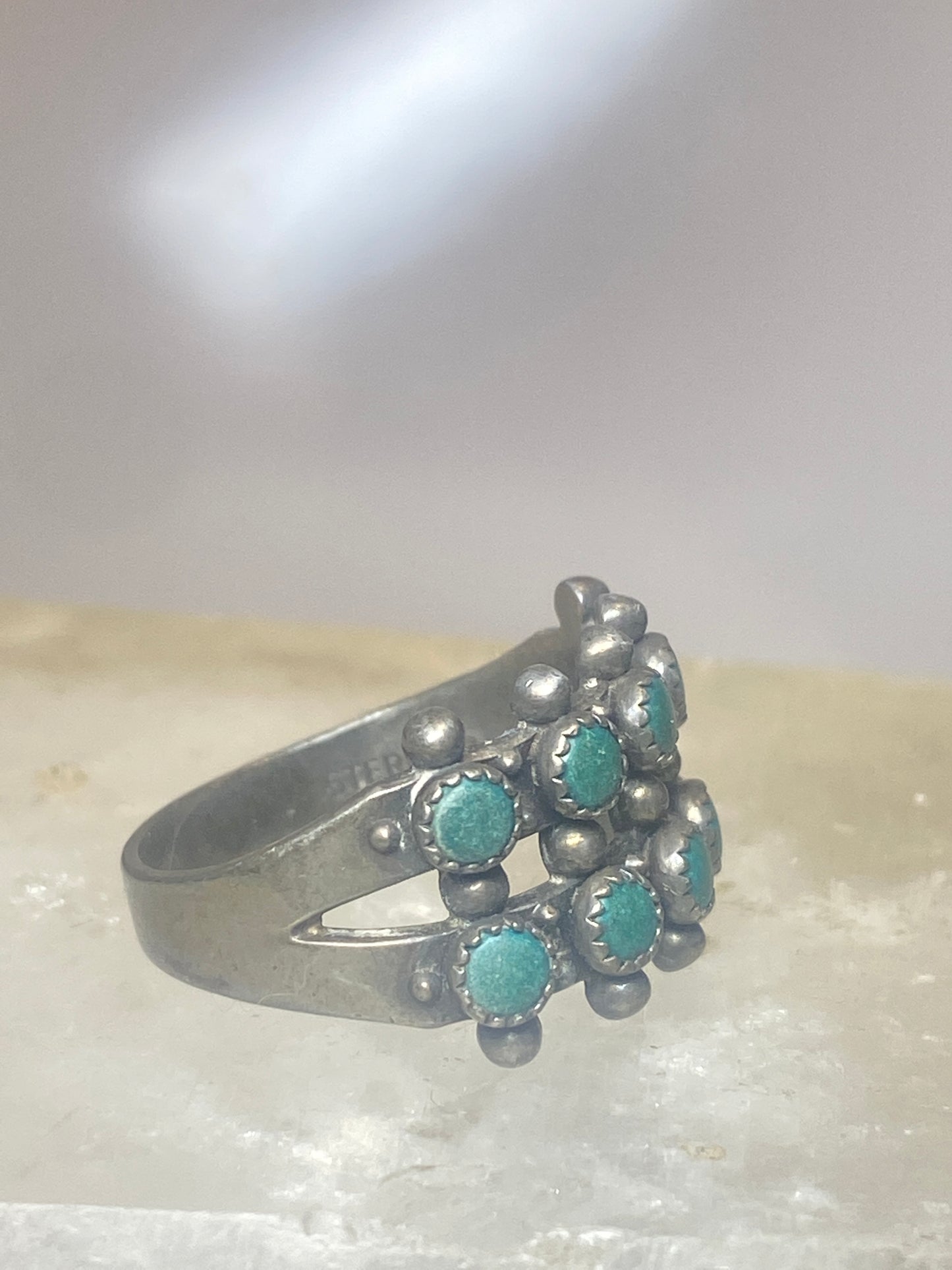 Zuni ring size 7.50 Turquoise band petite point sterling silver pinky