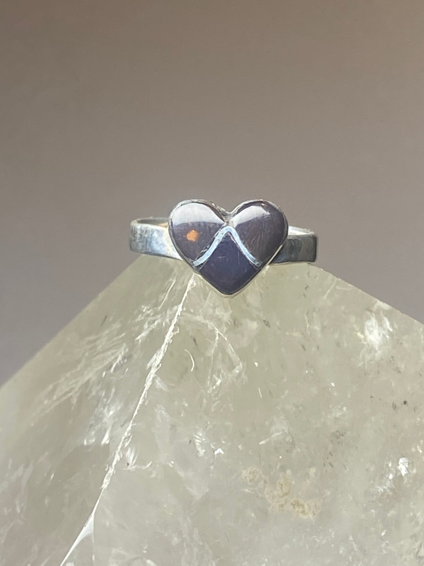 Heart ring onyx southwest sterling silver women girls dk