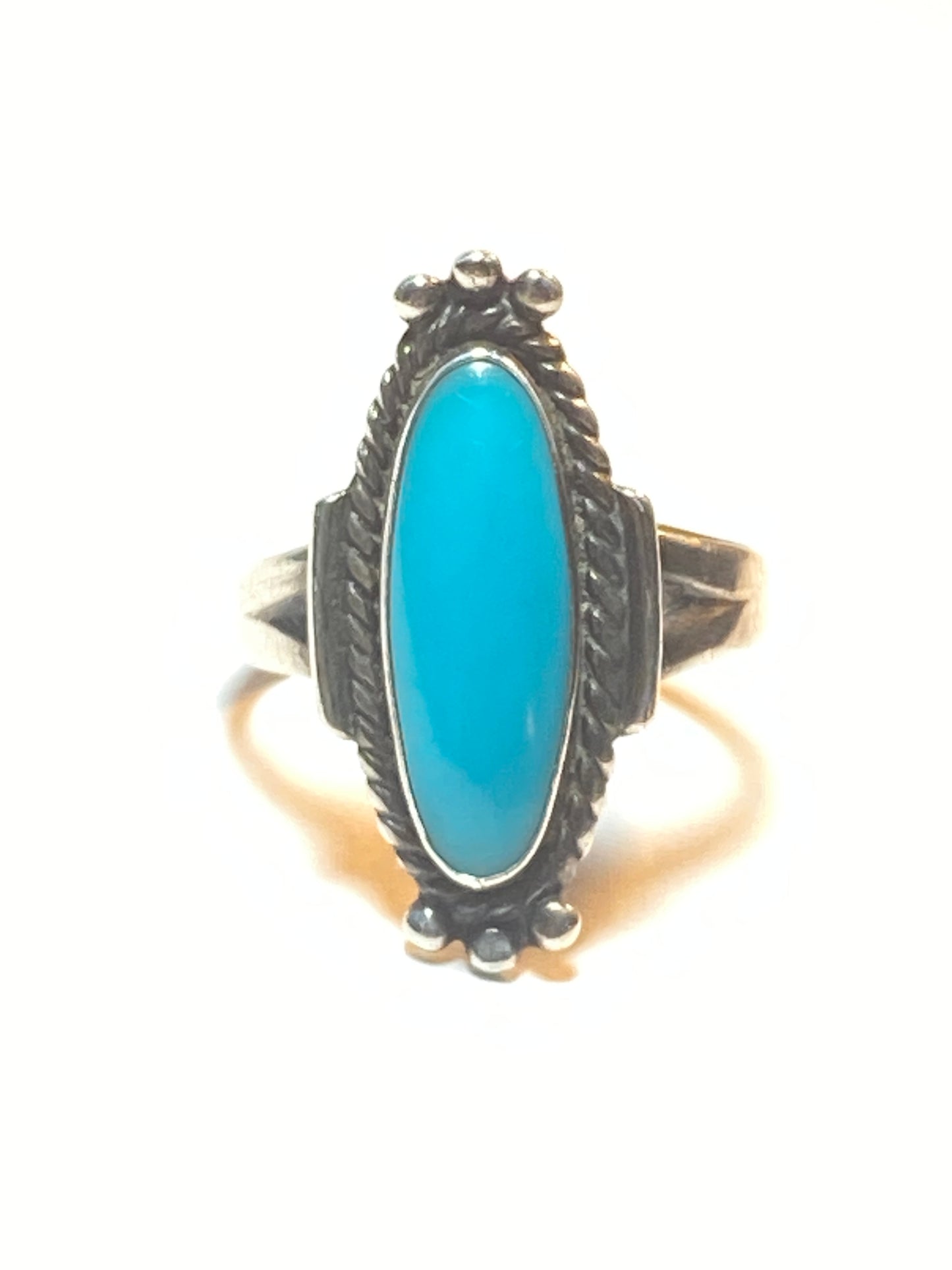 Long Turquoise ring by Bell Trading Navajo southwest sterling silver women