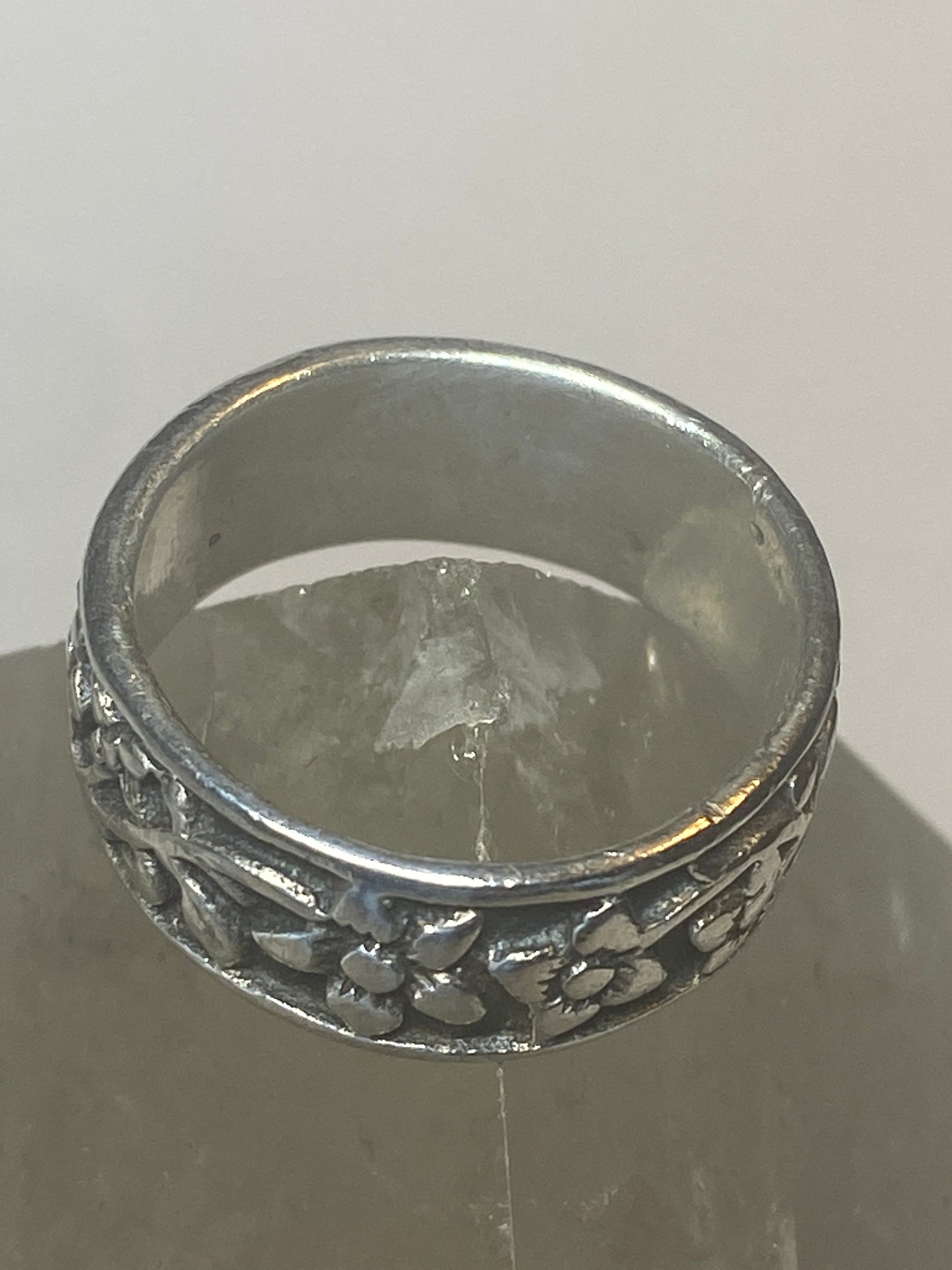 Floral ring flowers band sterling silver women girl