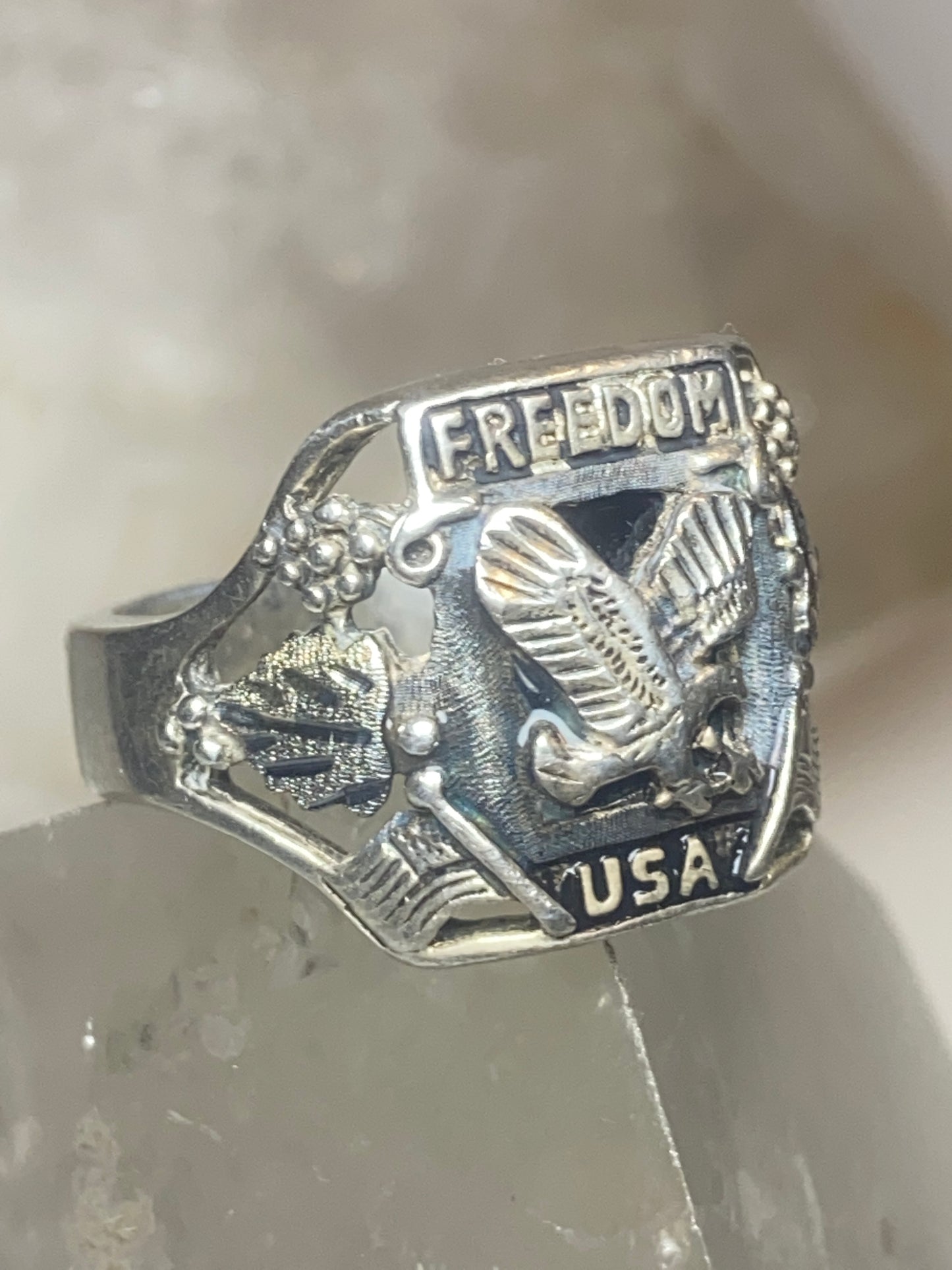 Freedom USA ring size 10  Eagle biker band sterling silver  women men