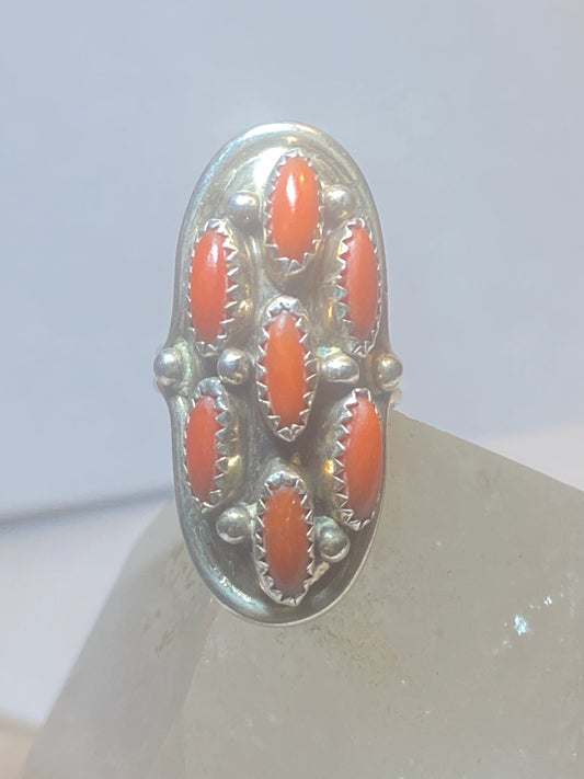Zuni ring saddle sterling silver knuckle coral women girls
