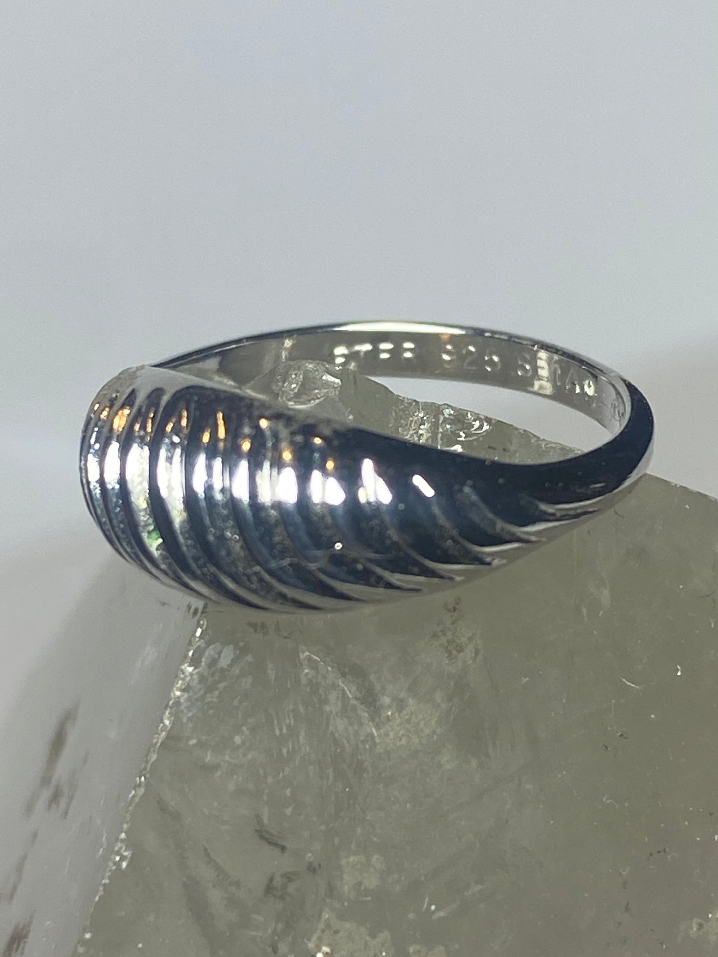 Shrimp design band slender pinky ring sterling silver women girls
