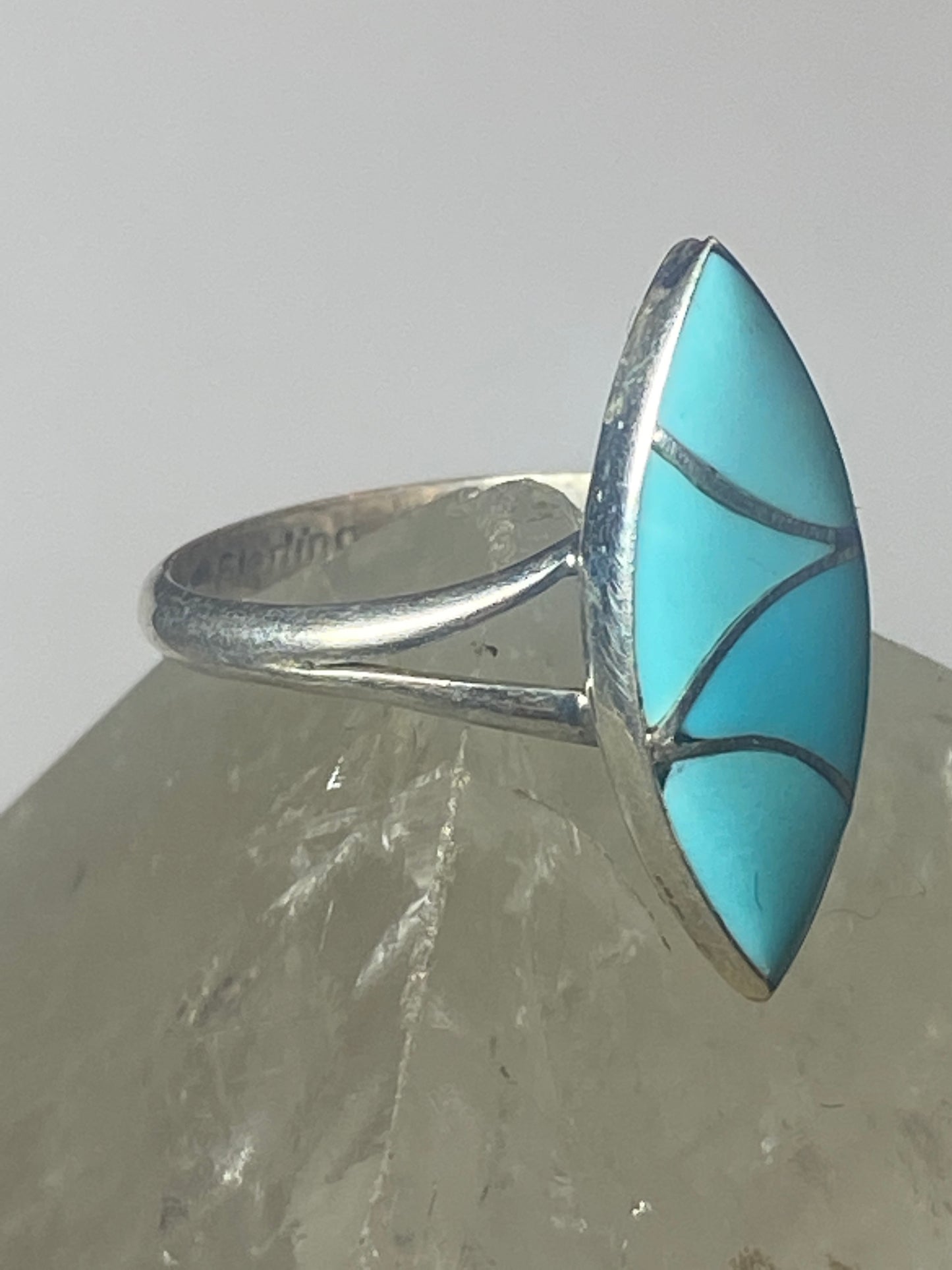 Long Turquoise Ring southwest pinky sterling silver women girl