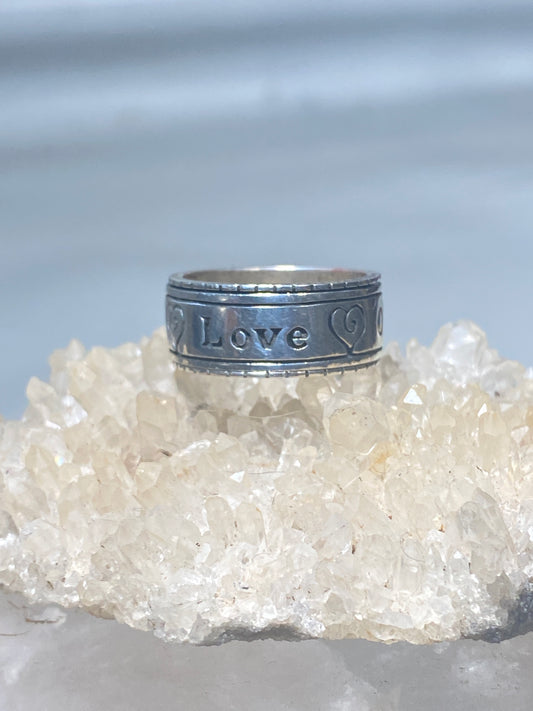 Love One Another ring size 7.50 heart spinner band sterling silver women men