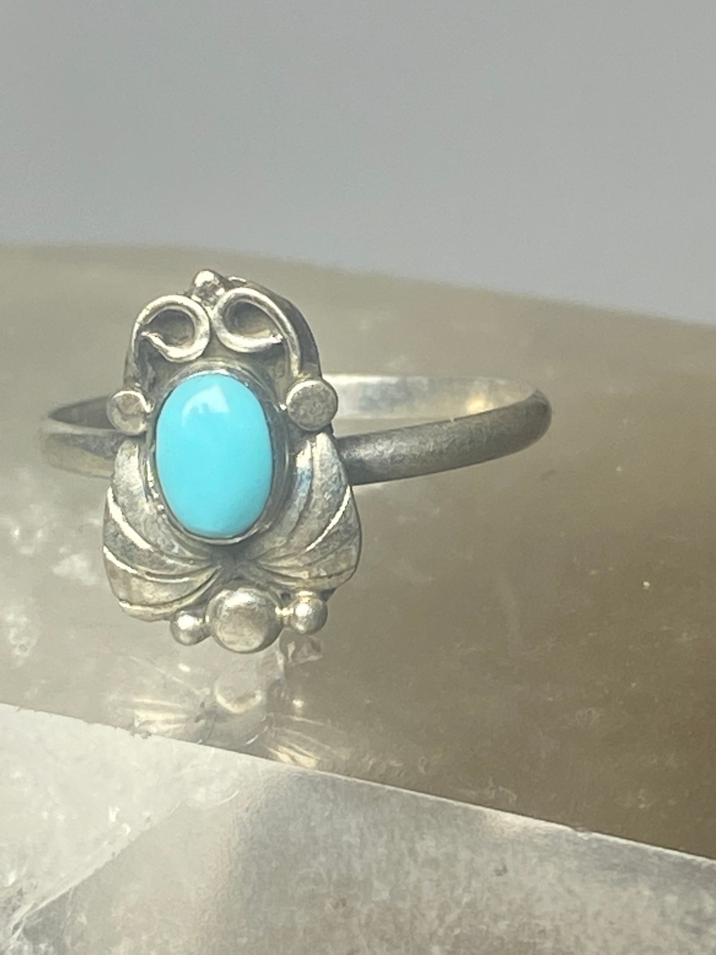 Turquoise ring leaves band southwest sterling silver women girls r