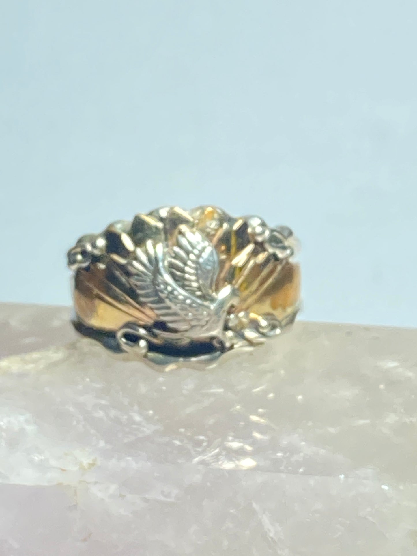 Eagle ring Navajo sterling silver detailed with a different metal.