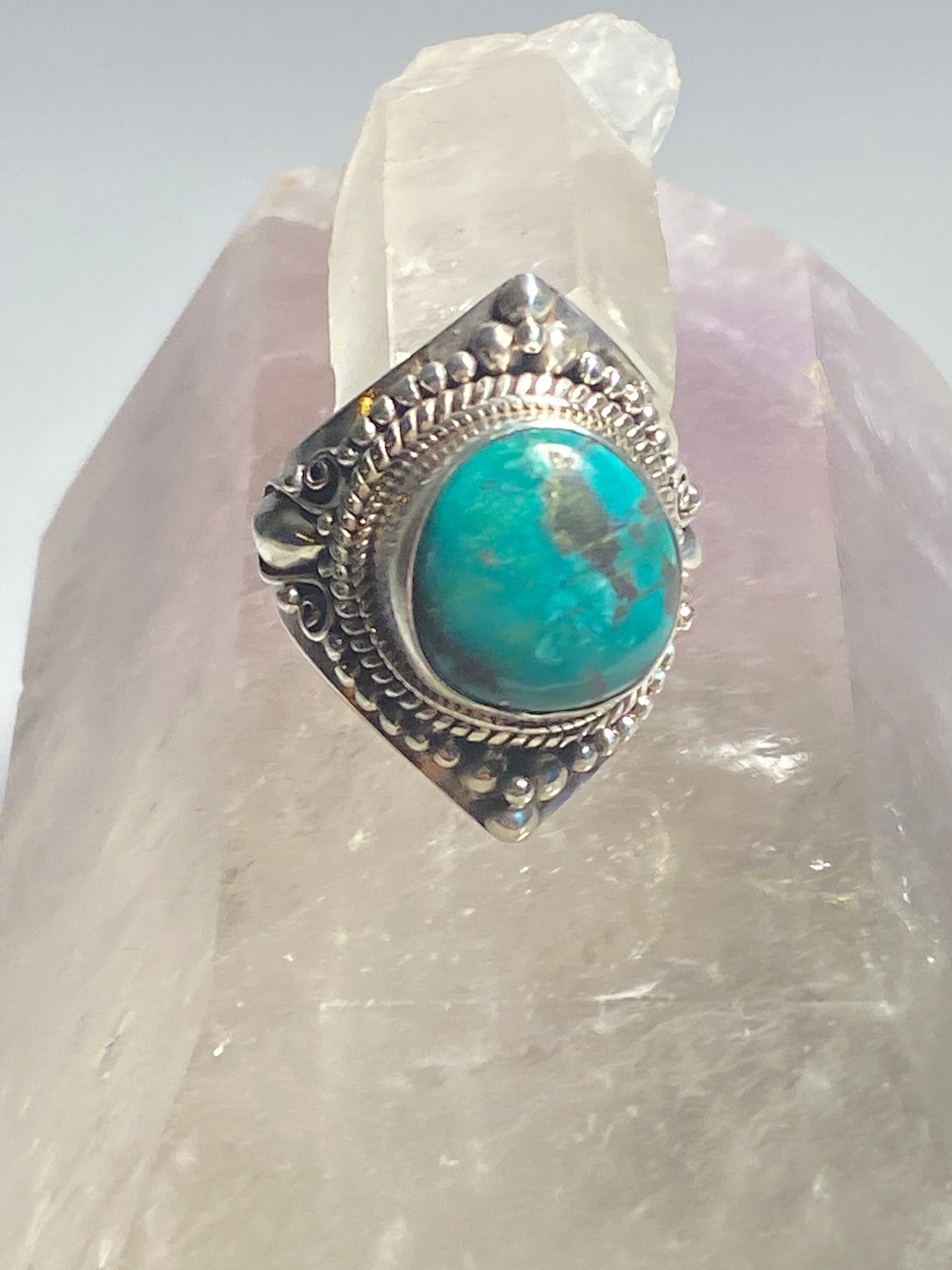 Turquoise ring twist sterling silver women men