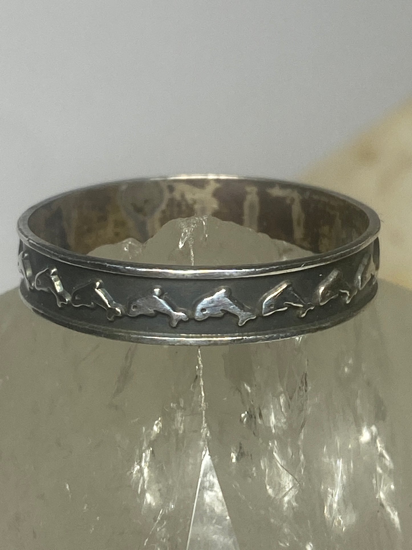 Dolphin  ring dolphins band stacker sterling silver women men boys