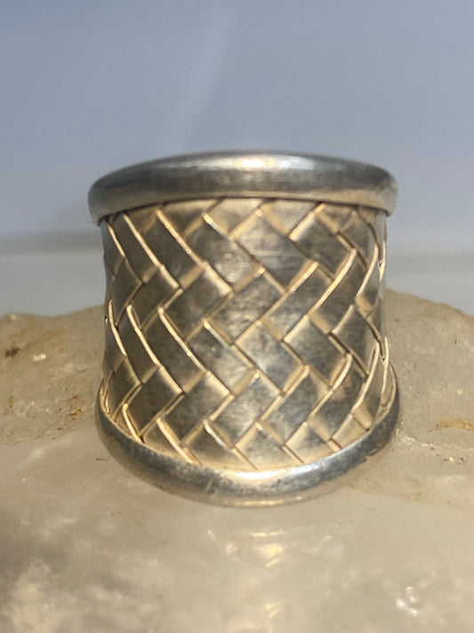 Cigar band size 4.75 woven ring sterling silver women