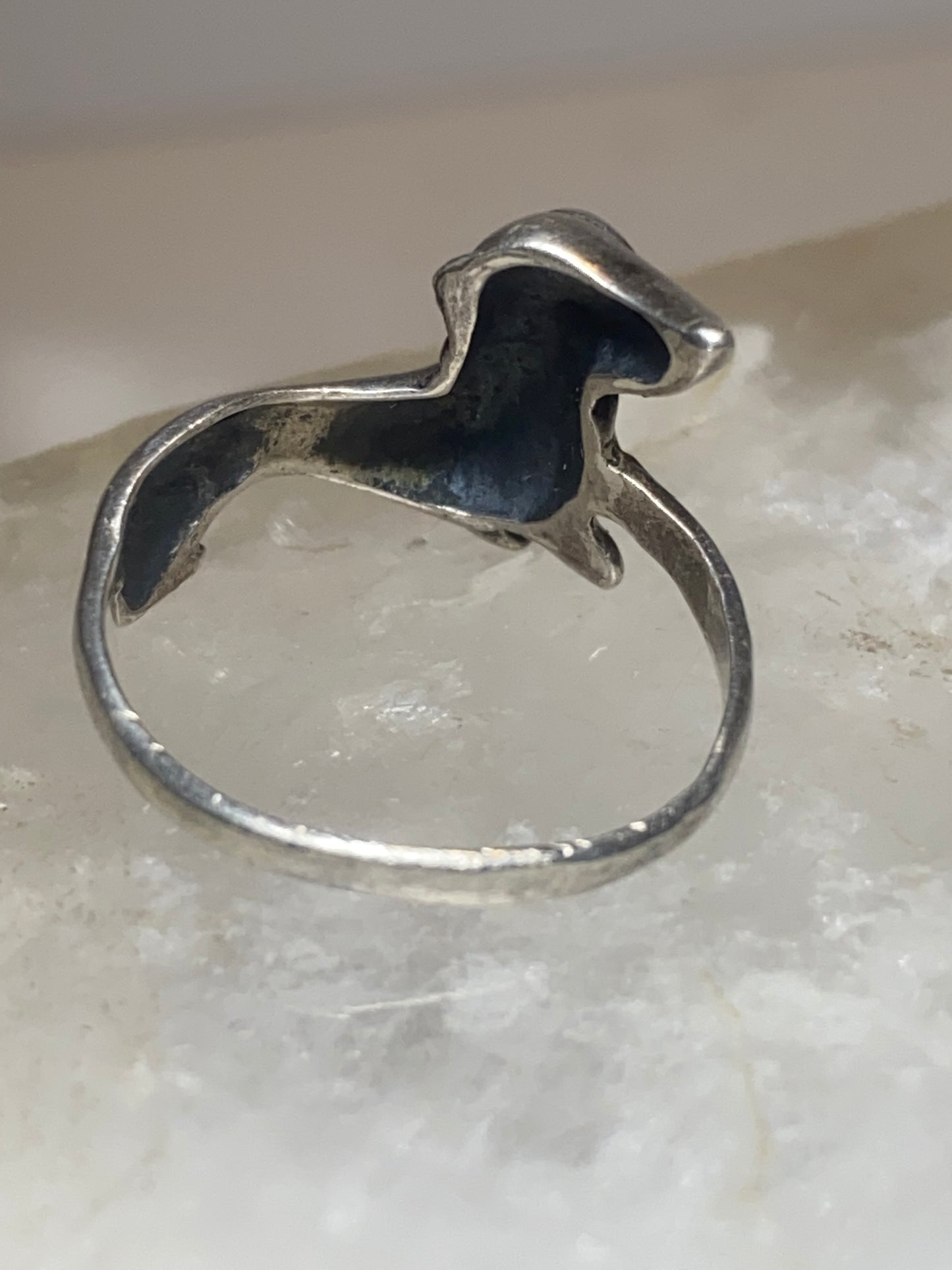 Dachshund ring size 7.50 dog band sterling silver women