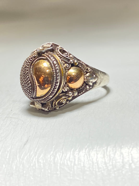 Poison ring yin yang locket sterling silver band women
