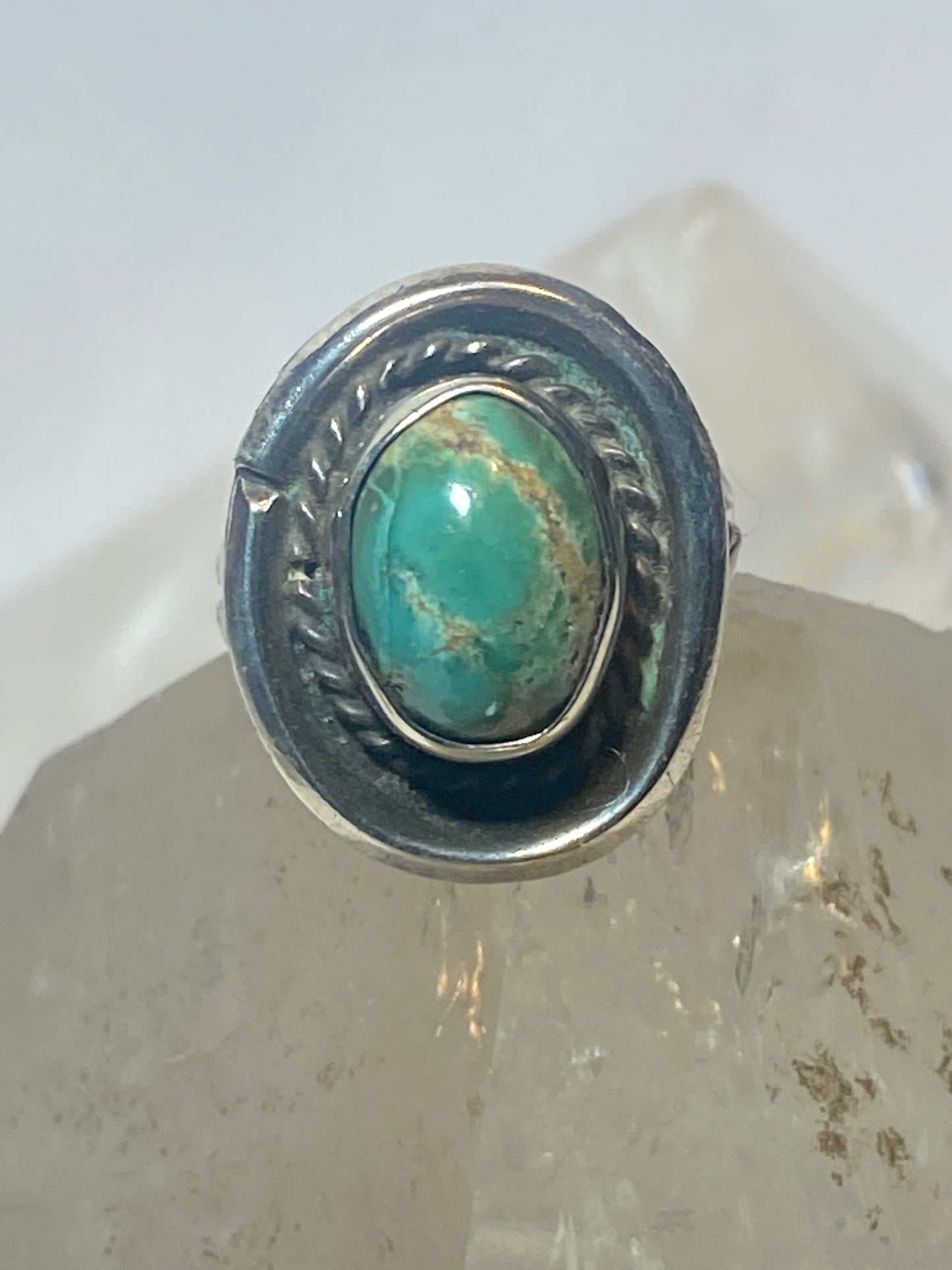 Green Turquoise ring Navajo pinky sterling silver women girls