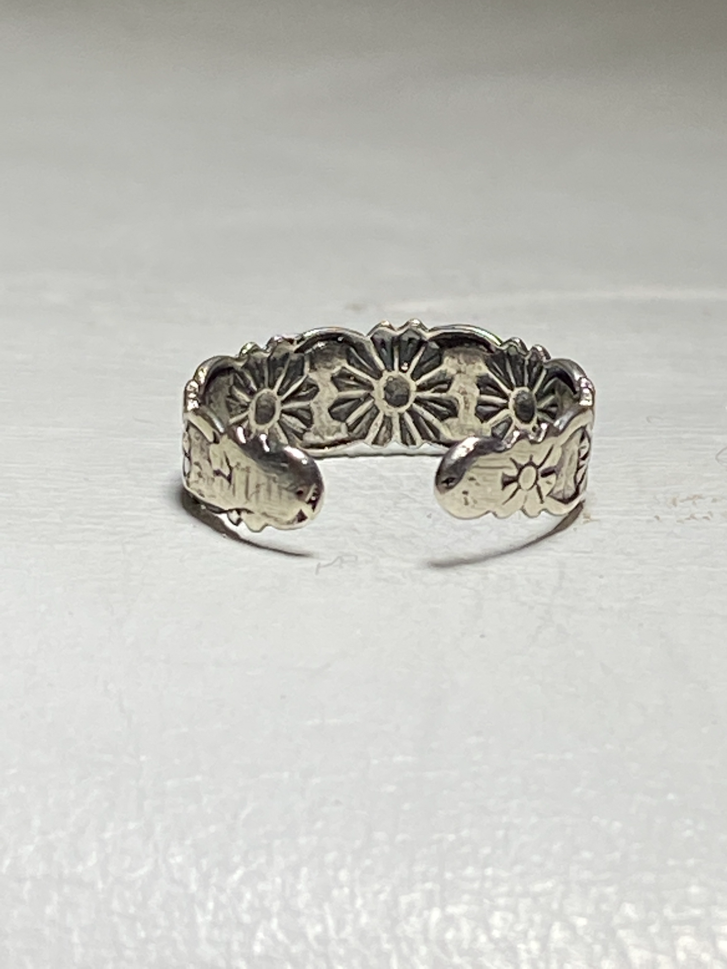floral toe ring flowers toe band  women girls sterling silver