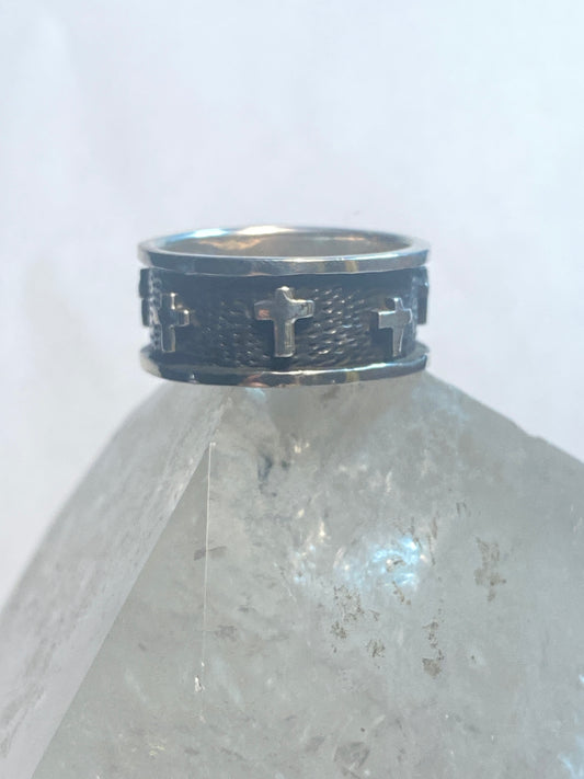 cross ring size 7  religious band sterling silver women girls