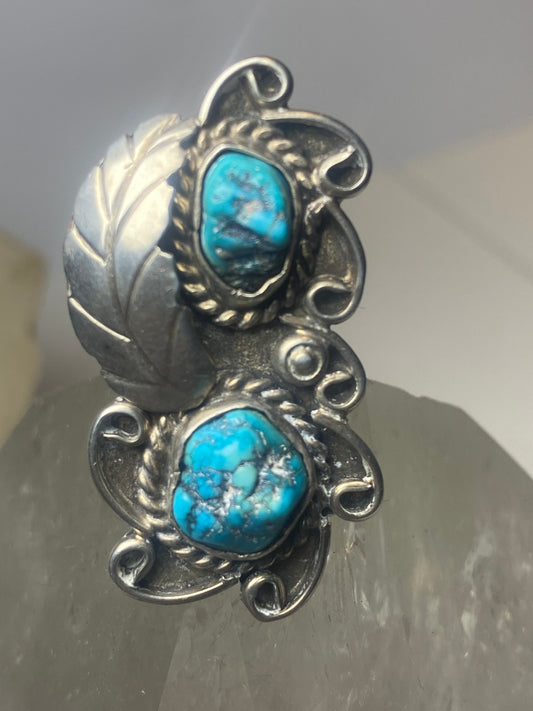 Long Turquoise ring southwest sterling silver  women girls