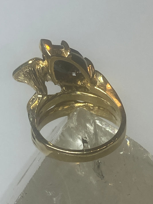 Floral ring sterling blue cz silver women