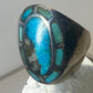 Turquoise ring long southwest sterling silver women men