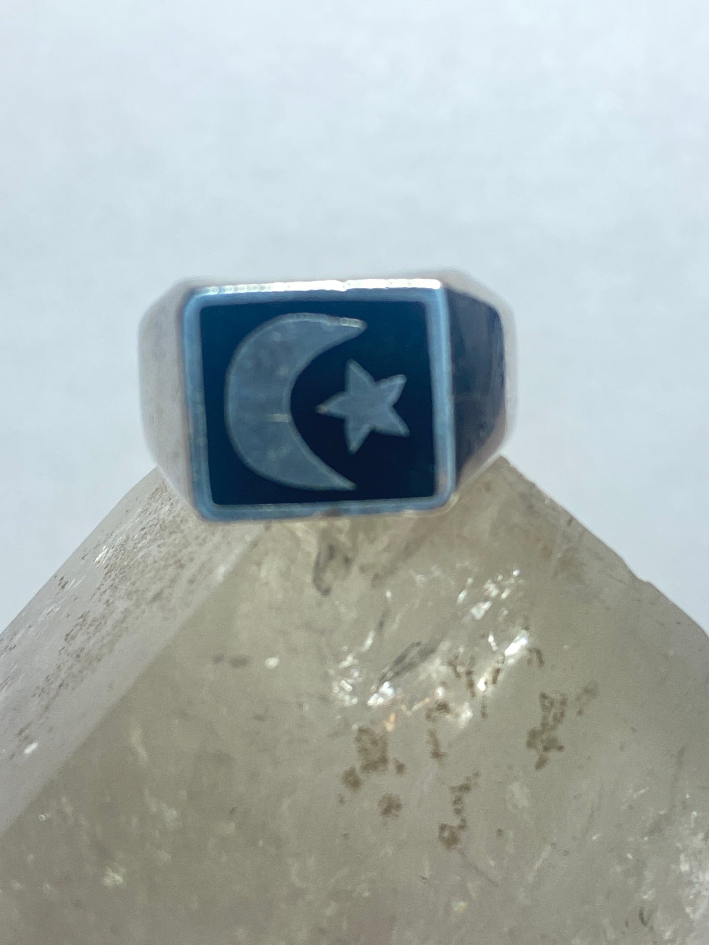Moon and Star ring southwest sterling silver women men