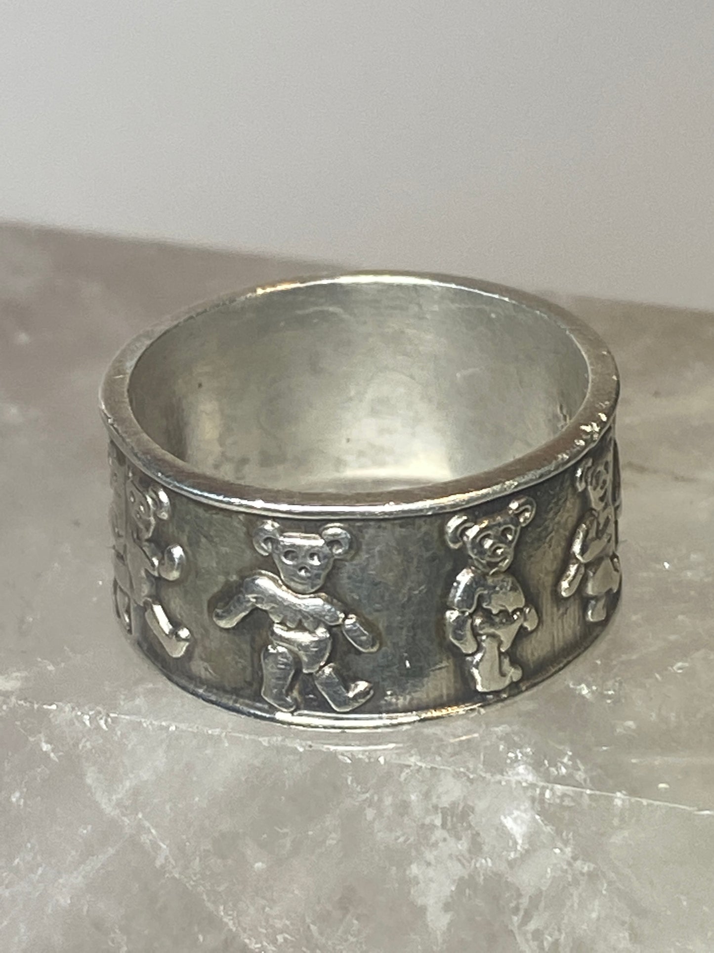 Bears  ring size 7.25  bear band sterling silver women men