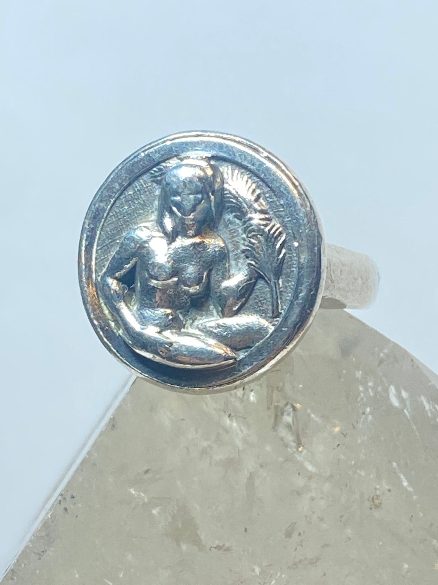 Virgo ring birthday Zodiac maiden goddess September pinky band sterling silver women