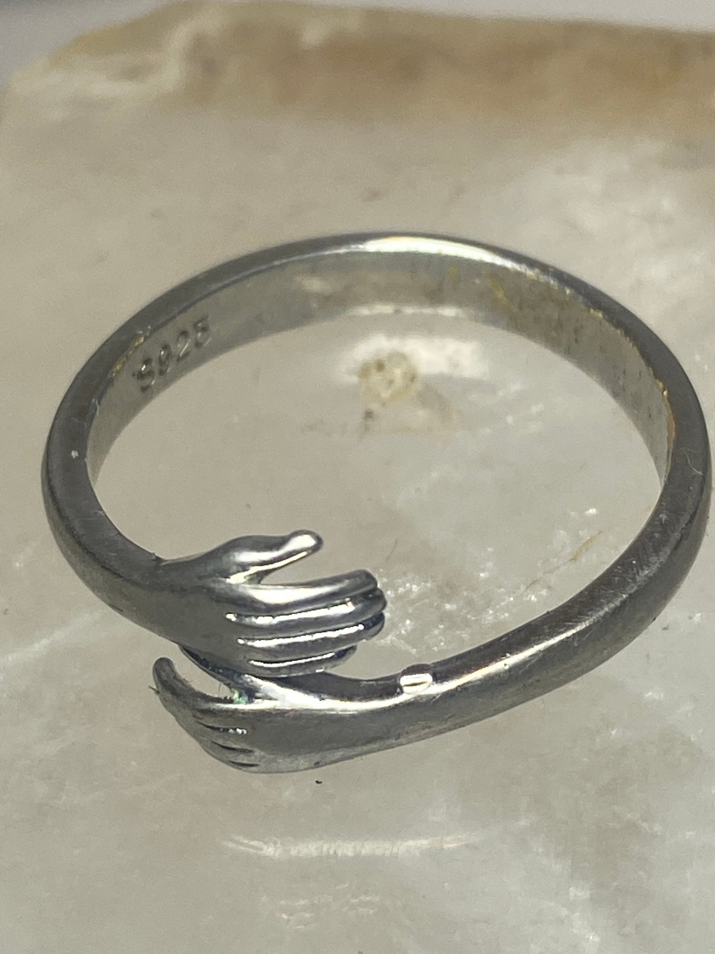 Hands ring bypass band  size 7 adjustable  sterling silver women