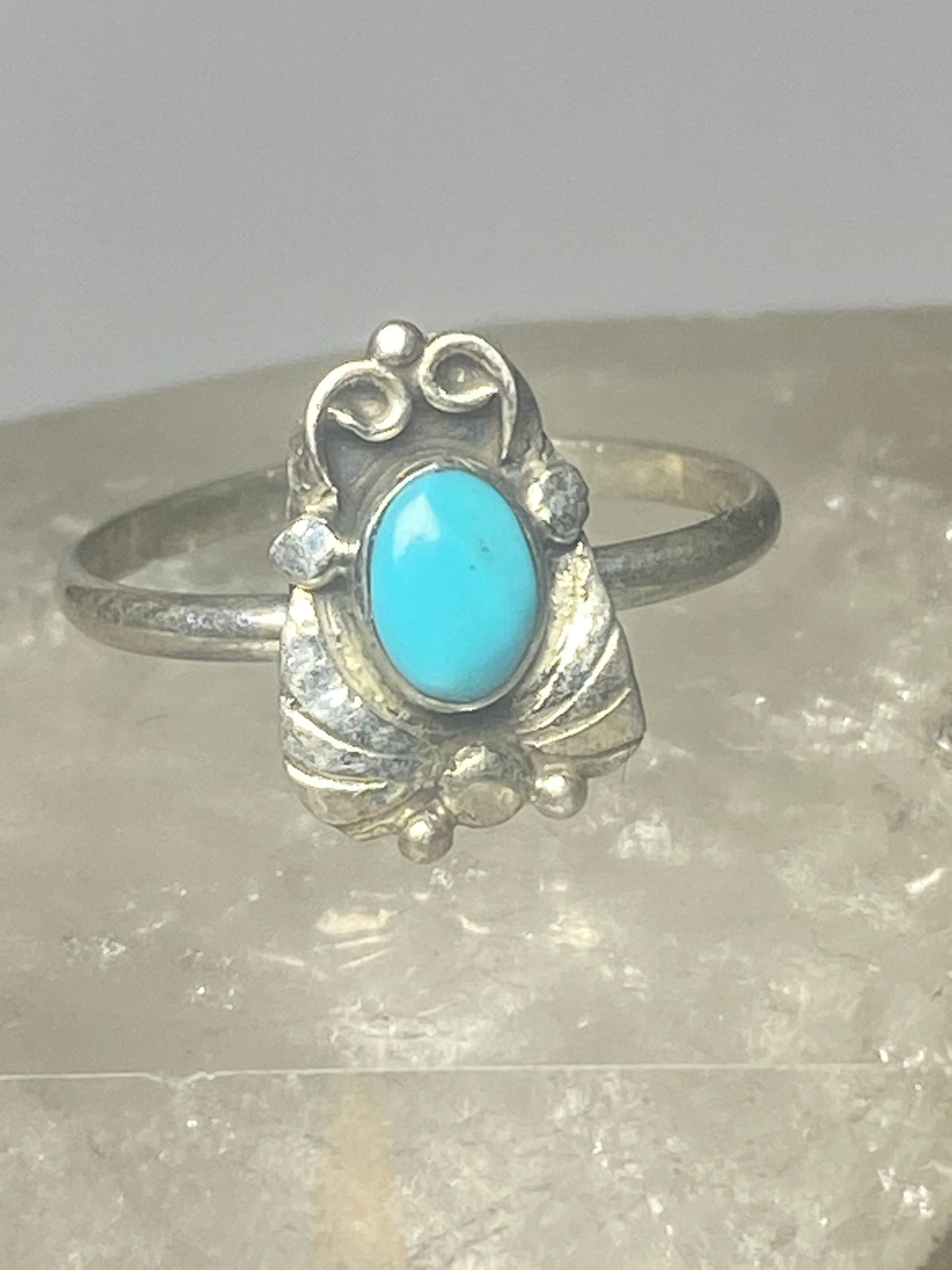 Turquoise ring leaves band southwest sterling silver women girls p