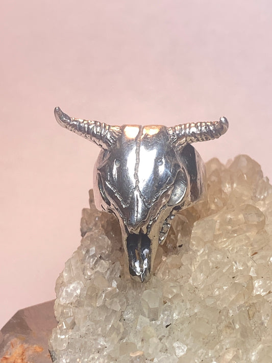 Longhorn ring size 7.50 biker band skull sterling silver women men