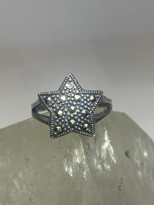 Star ring marcasites celestial band sterling silver women girls