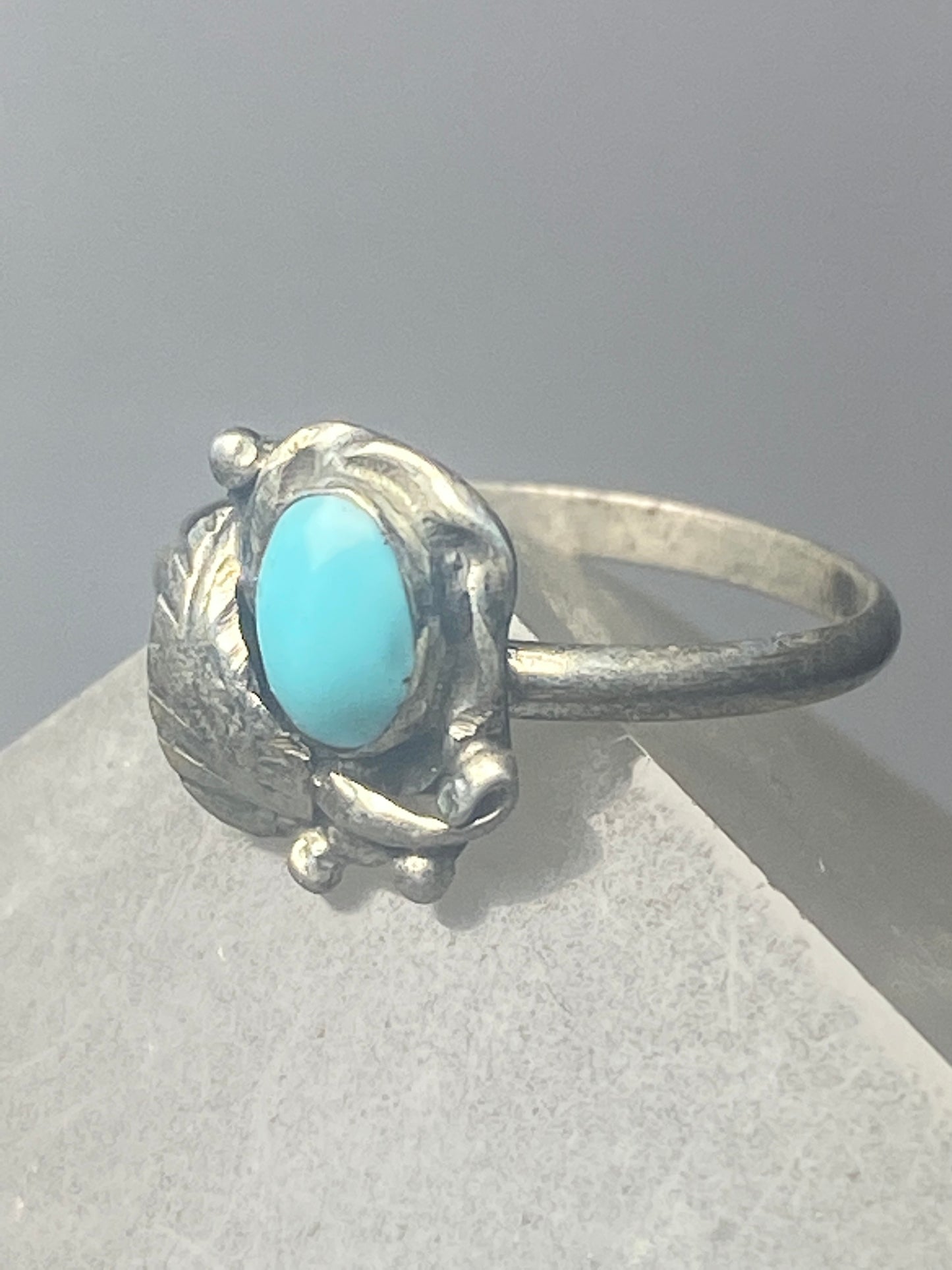 Turquoise ring leaves band southwest sterling silver women girls c