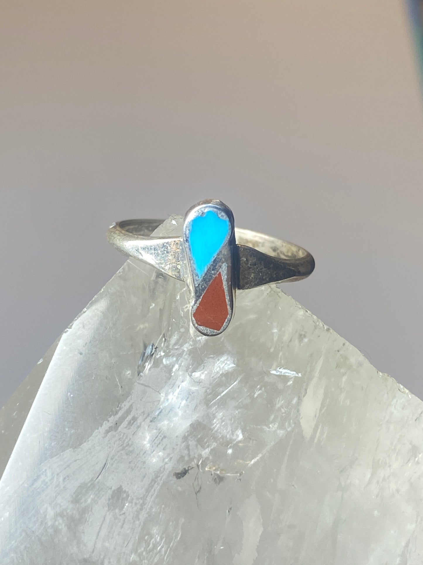 Turquoise coral ring southwest  sterling silver women girls u