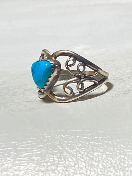 Turquoise ring heart pinky band southwest sterling silver girls women