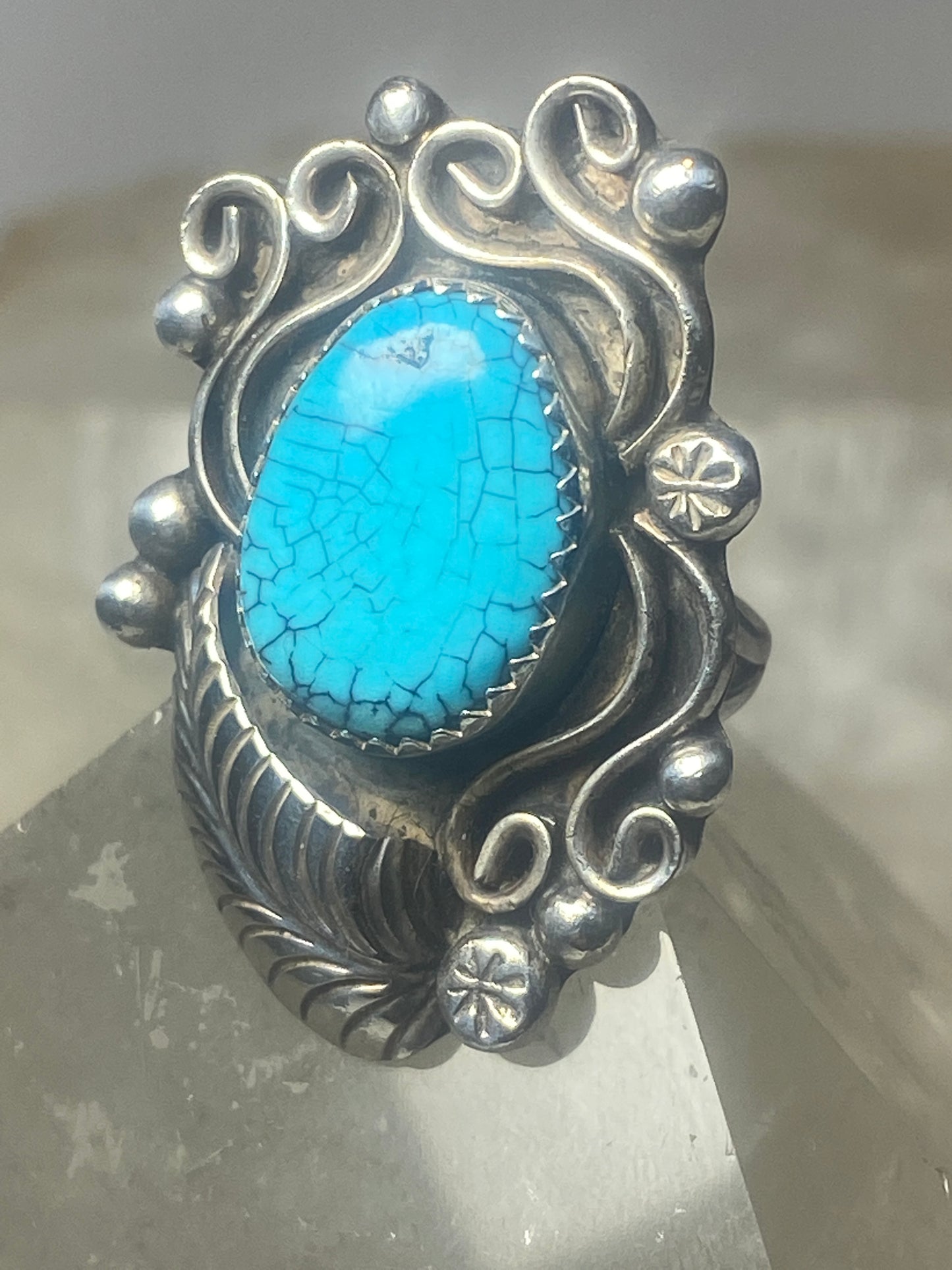 Turquoise ring southwest sterling silver women